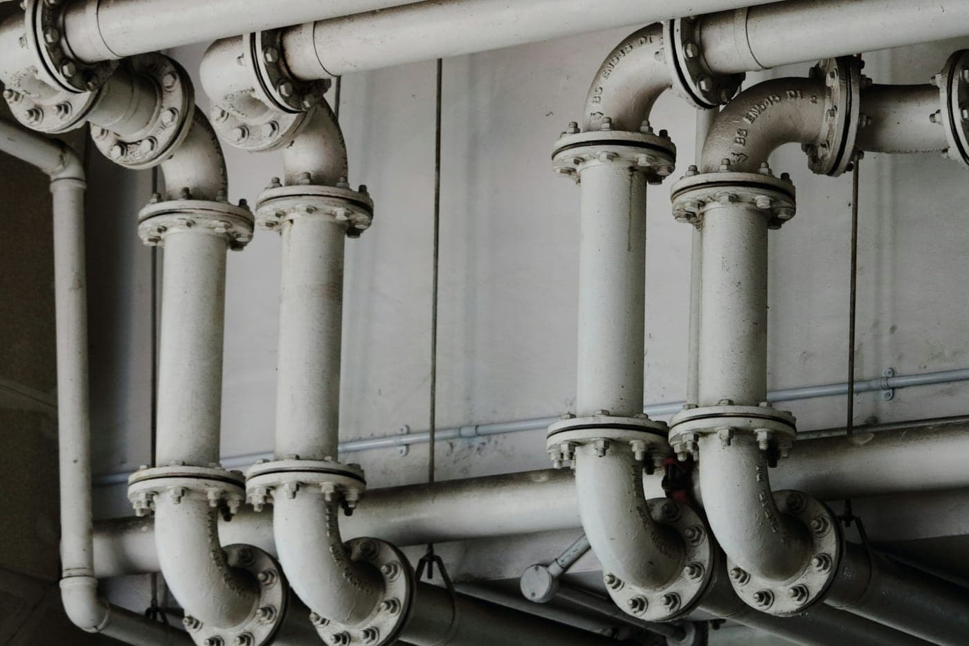 Flanged process pipework in an industrial plant