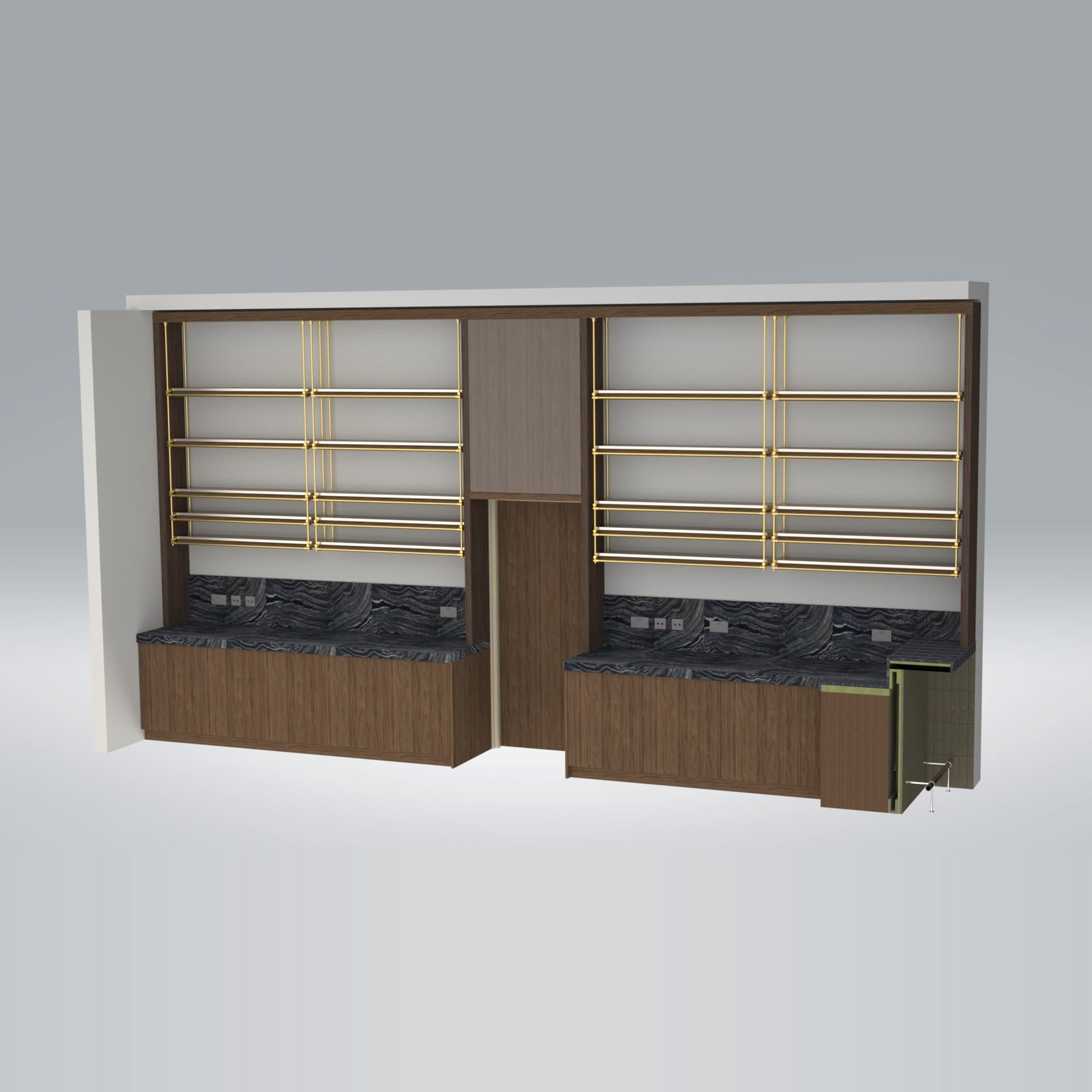 UNIT WITH METAL SHELVING